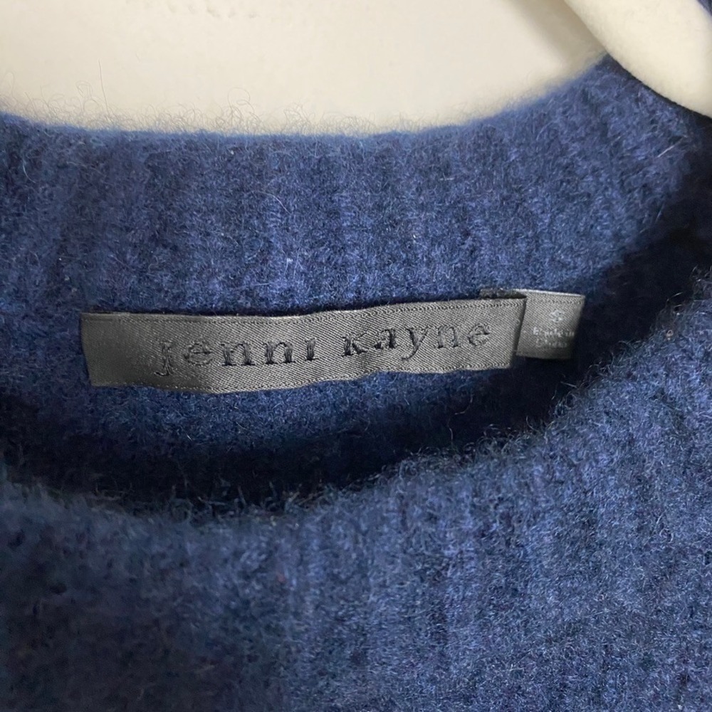 Jenni Kayne 100% Cashmere Fisherman Ribbed Crewneck Sweater Navy Blue Small - Picture 4 of 8